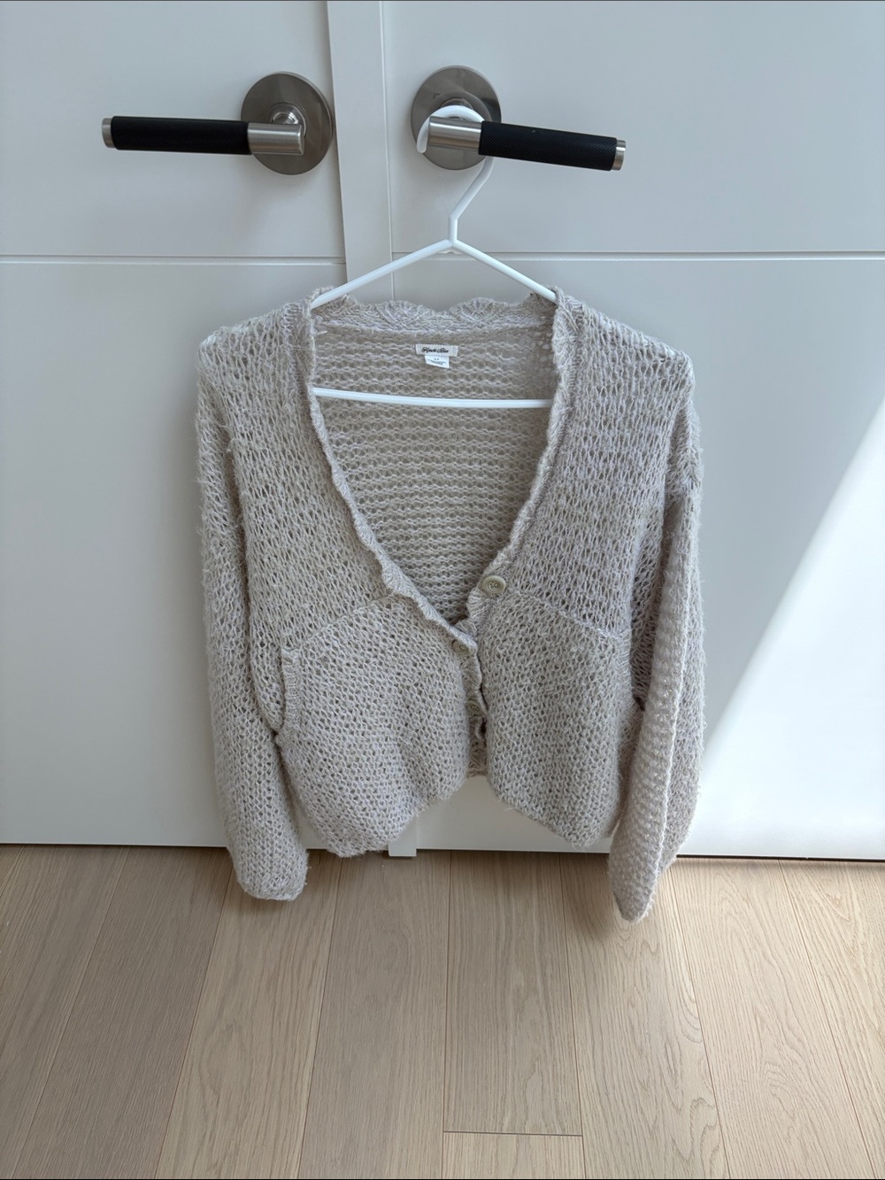 Kimchi Blue Open-Weave V-Neck Button Cardigan